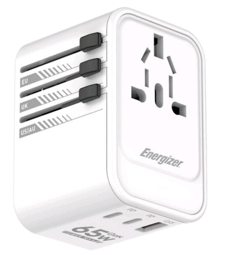 ENERGIZER ETC650 PRESA DA VIAGGIO INTERNAZIONALE PD 65W 2 x USB-C 1 x USB-A TRAVEL PLUG BIANCO